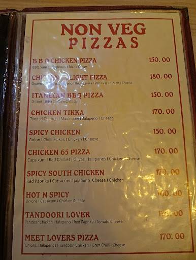 SPARROW ITALIAN PIZZA menu