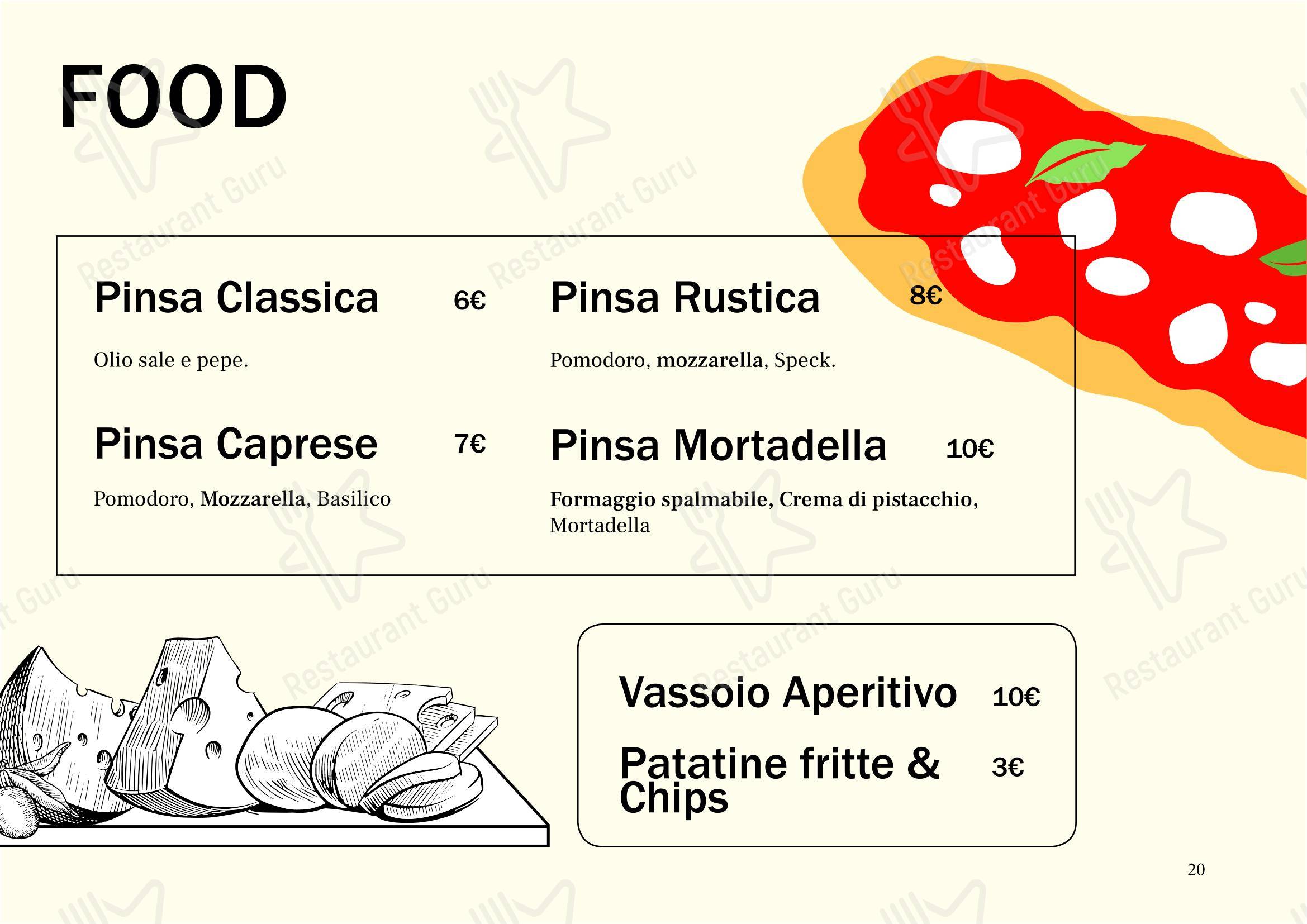 Menu per SPINA BAR PALERMO pub & bar