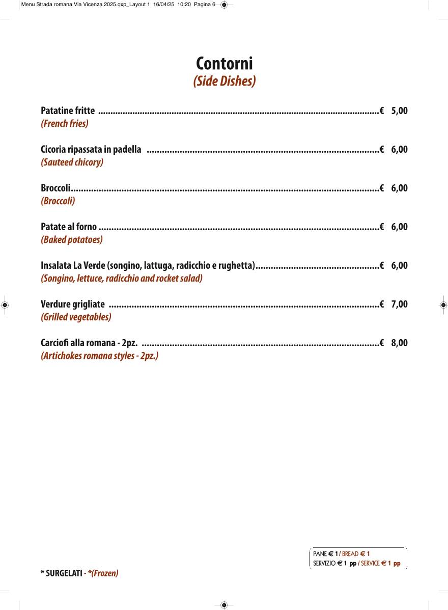 Menu di STRADAROMANA Restaurant 