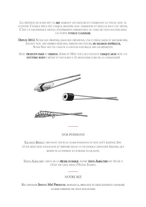 Menu de Sushi San Labenne