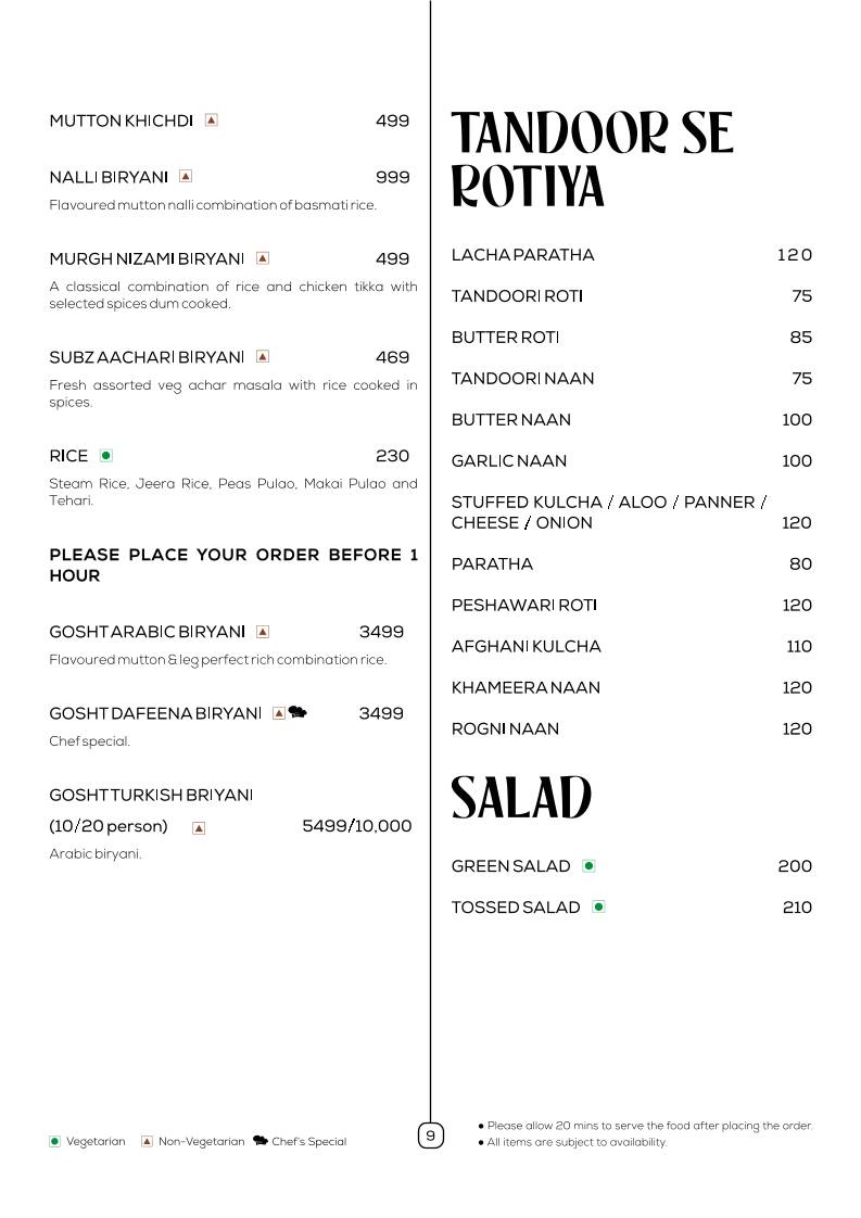 Saberi's Silver Salt Indian Cuisine menu