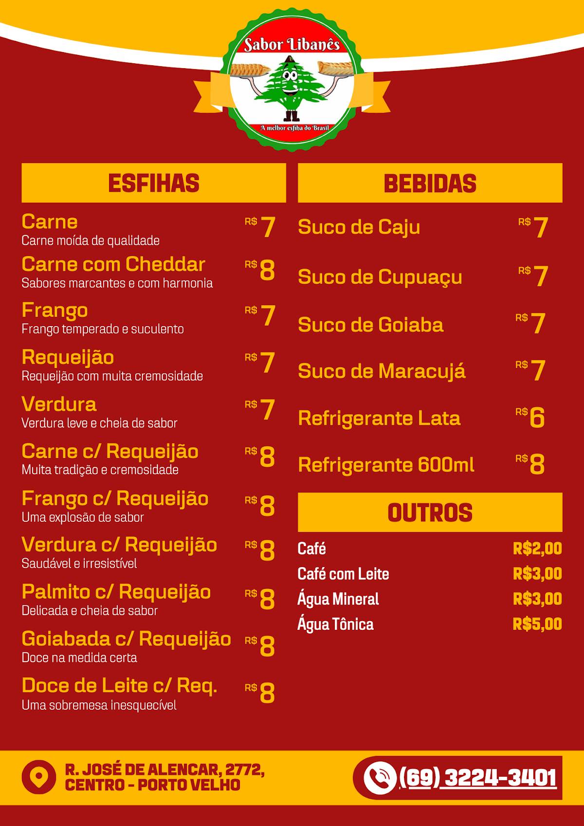 Sabor Libanês cardápio