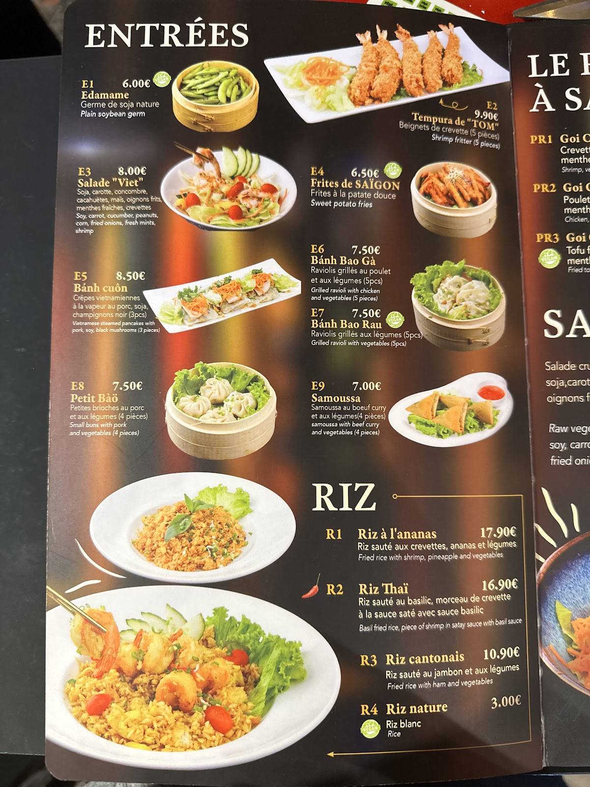 Menu de Saïgon Cà phê