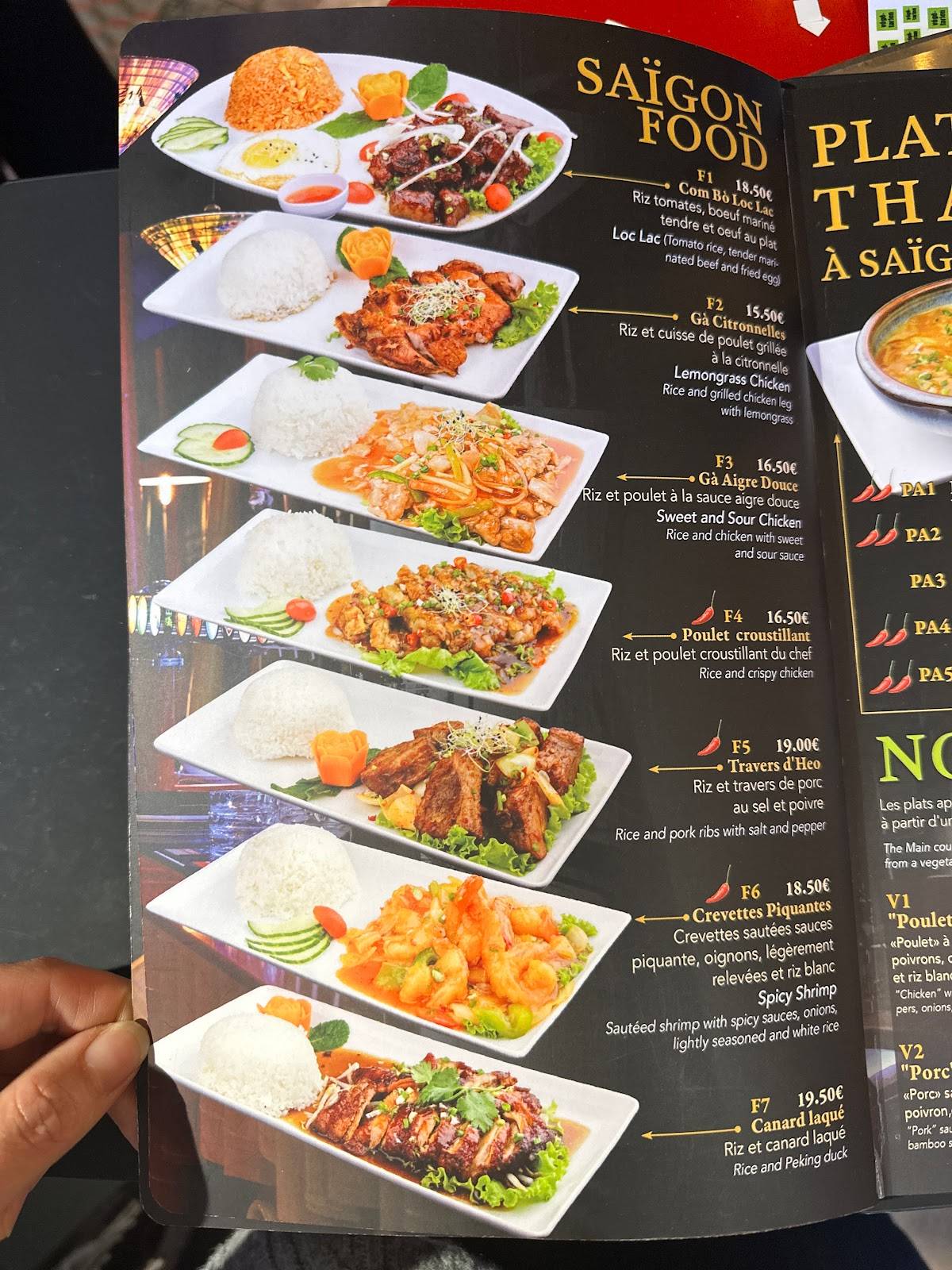 Menu de Saïgon Cà phê