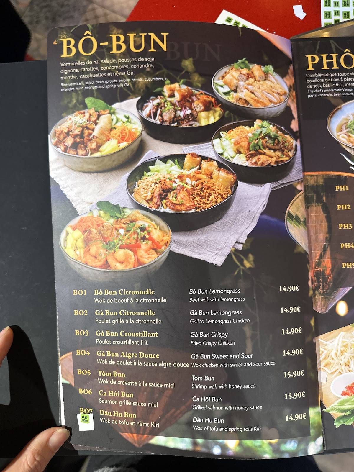 Menu de Saïgon Cà phê