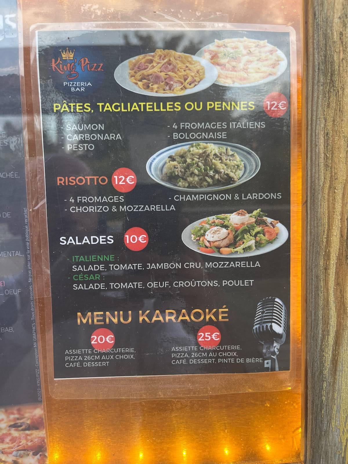 Menu de King'pizz