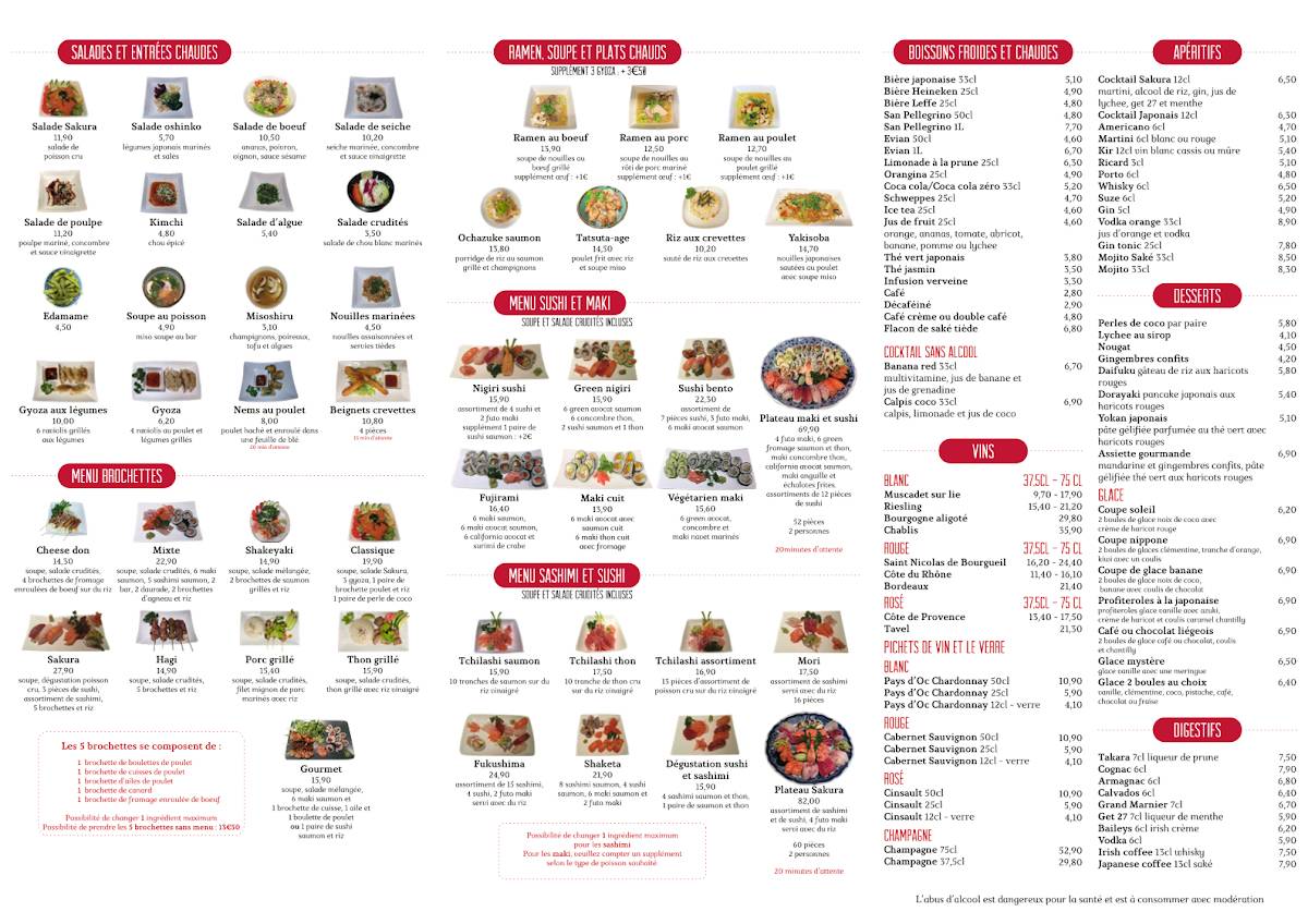 Menu de Sakura