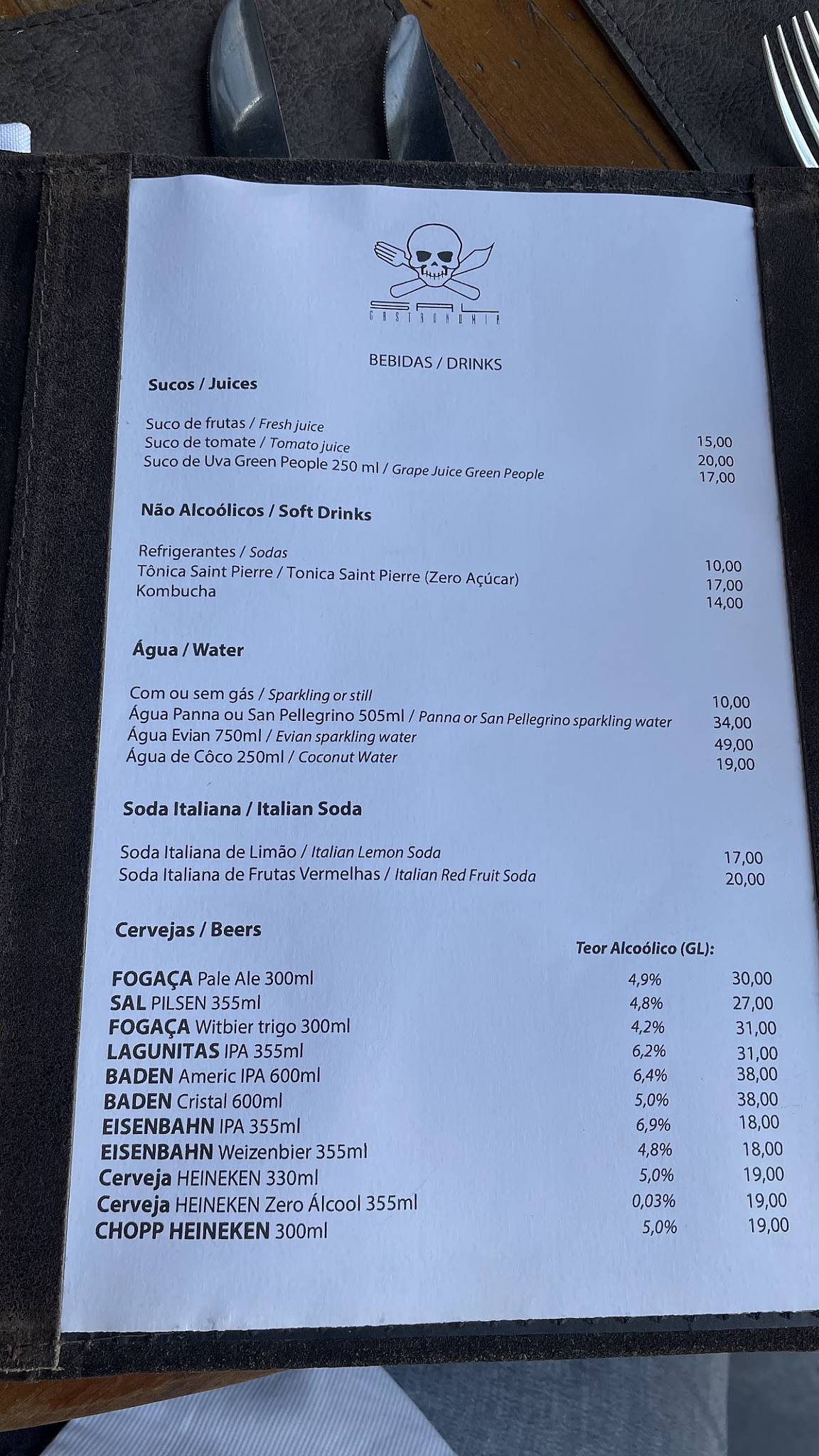 Sal Gastronomia - Cidade Jardim cardápio