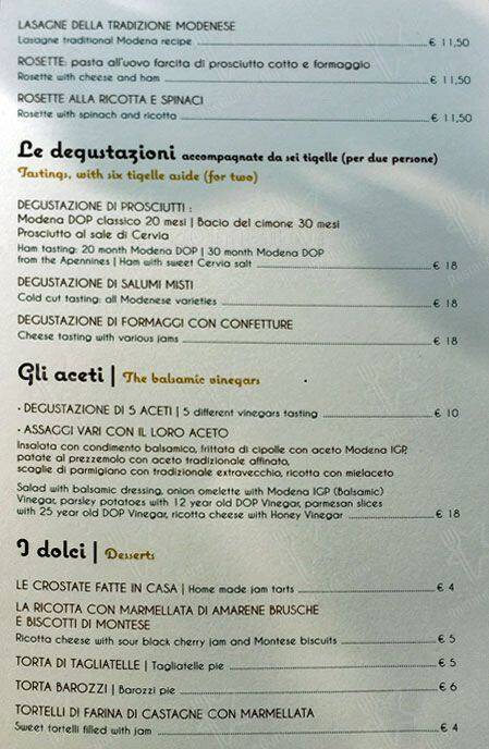 Menu de Saluti da Modena