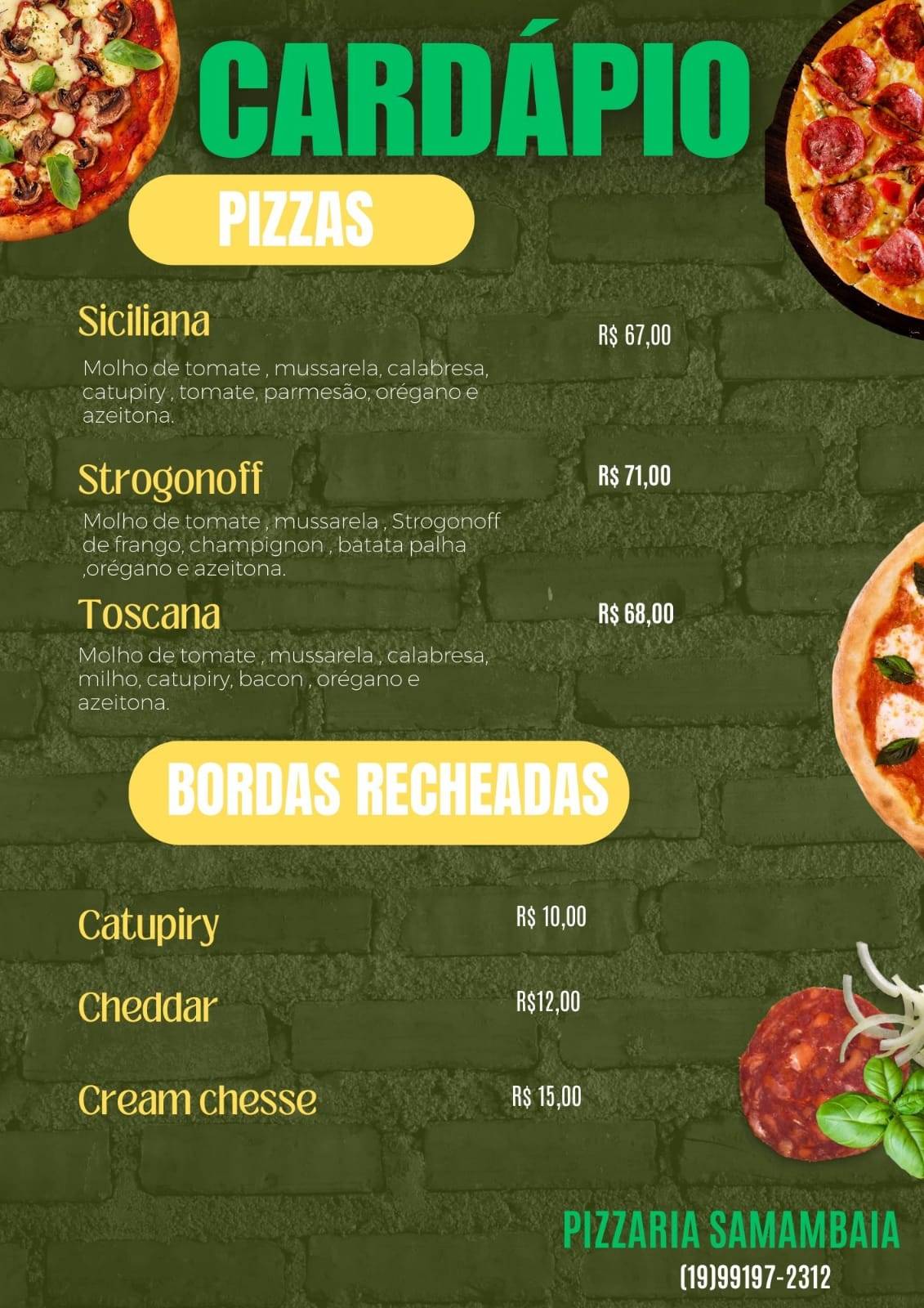 Samambaia Pizzaria e Lanches cardápio