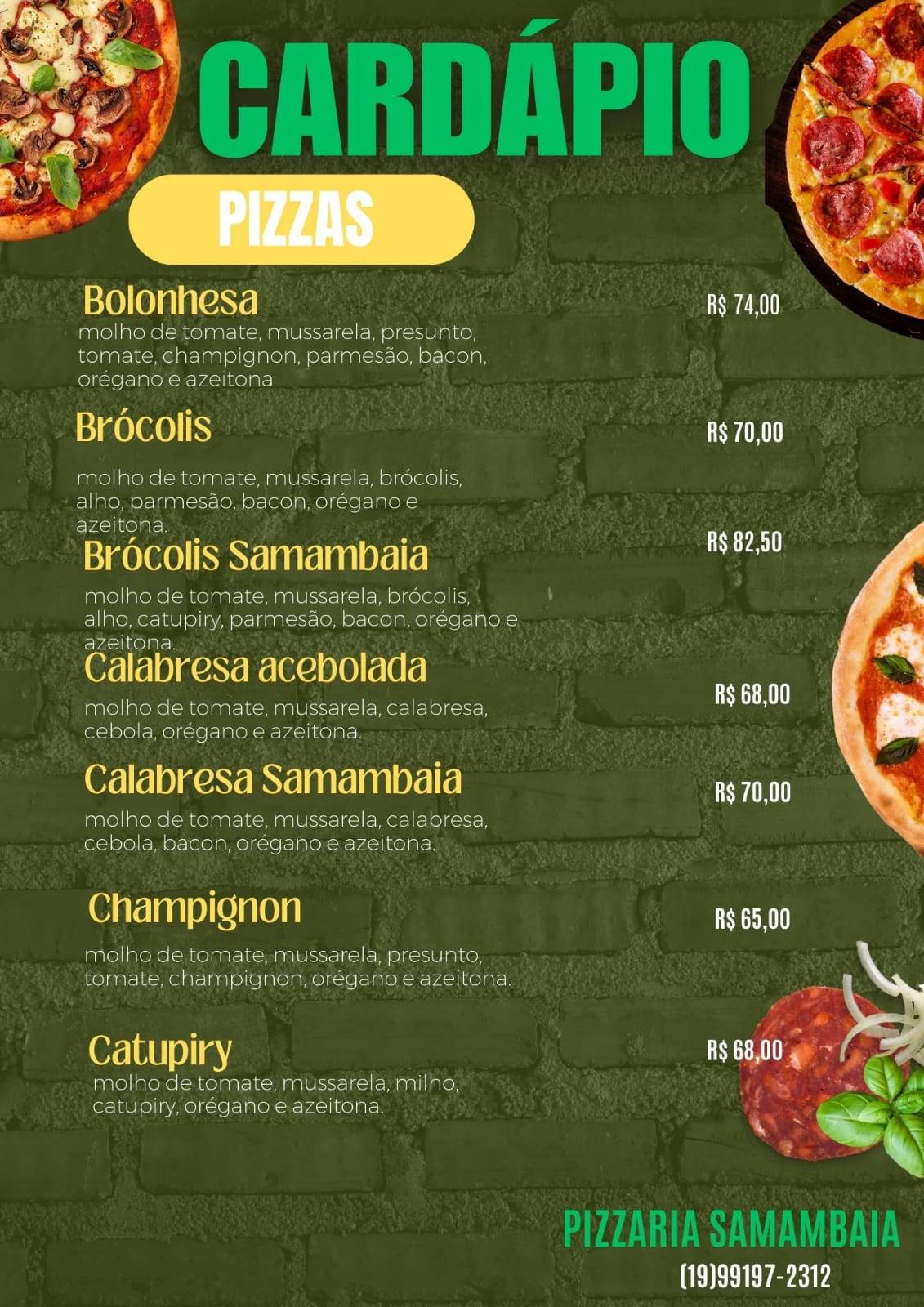 Samambaia Pizzaria e Lanches cardápio