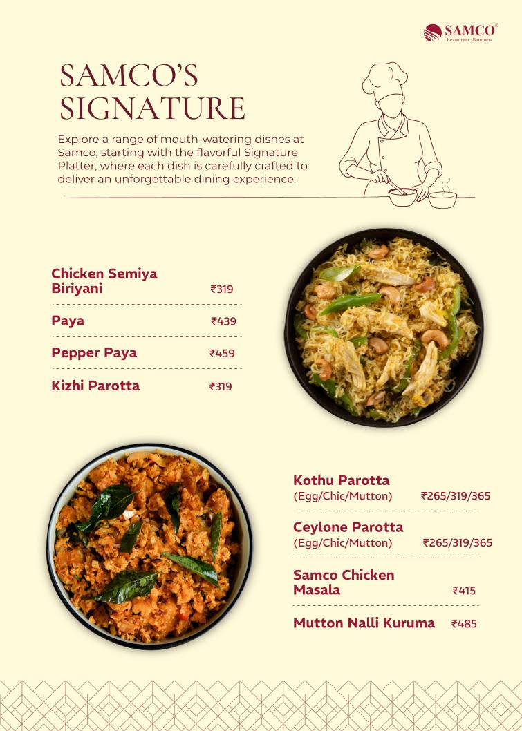 Samco Restaurant Velachery menu