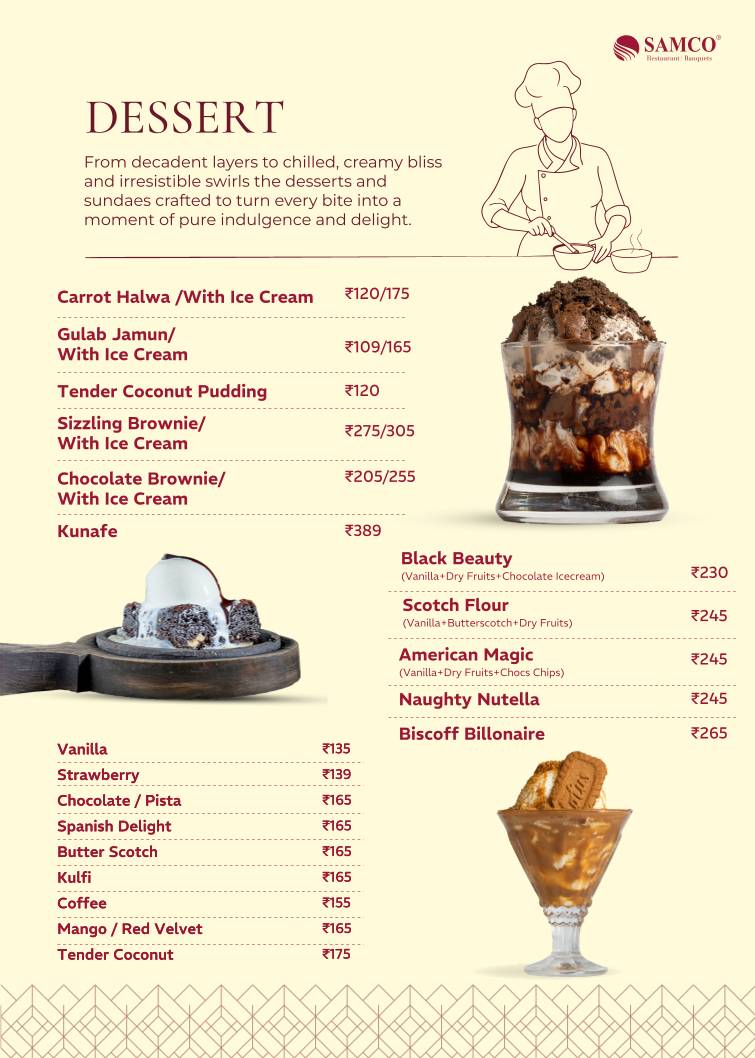 Samco Restaurant Velachery menu