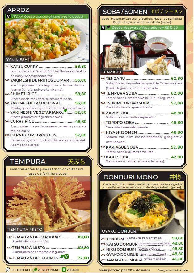Restaurante e Karaokê Samurai cardápio