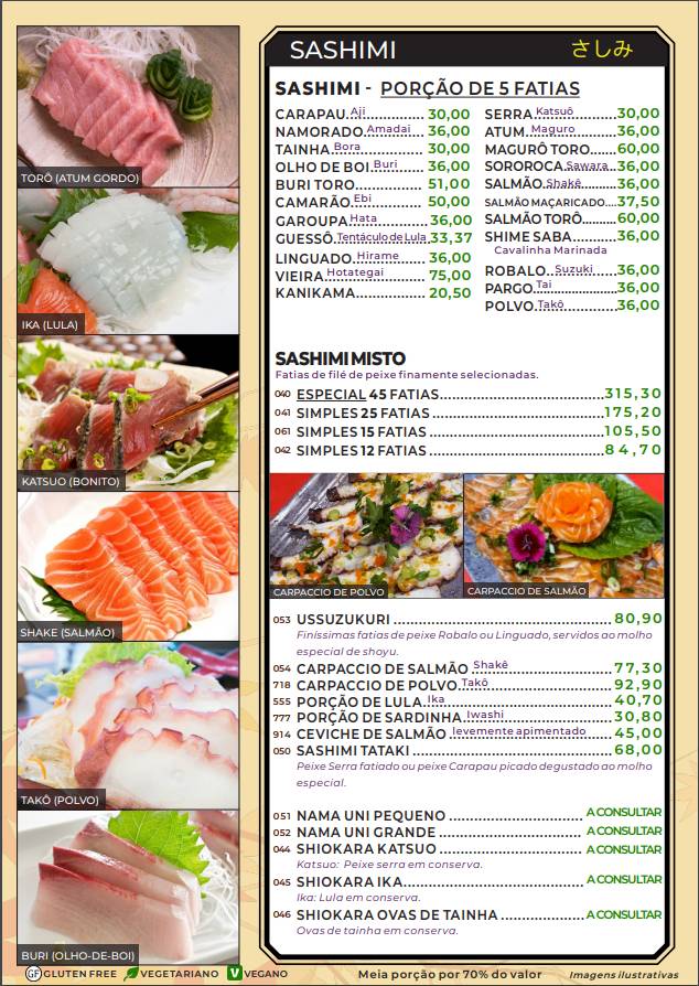 Restaurante e Karaokê Samurai cardápio