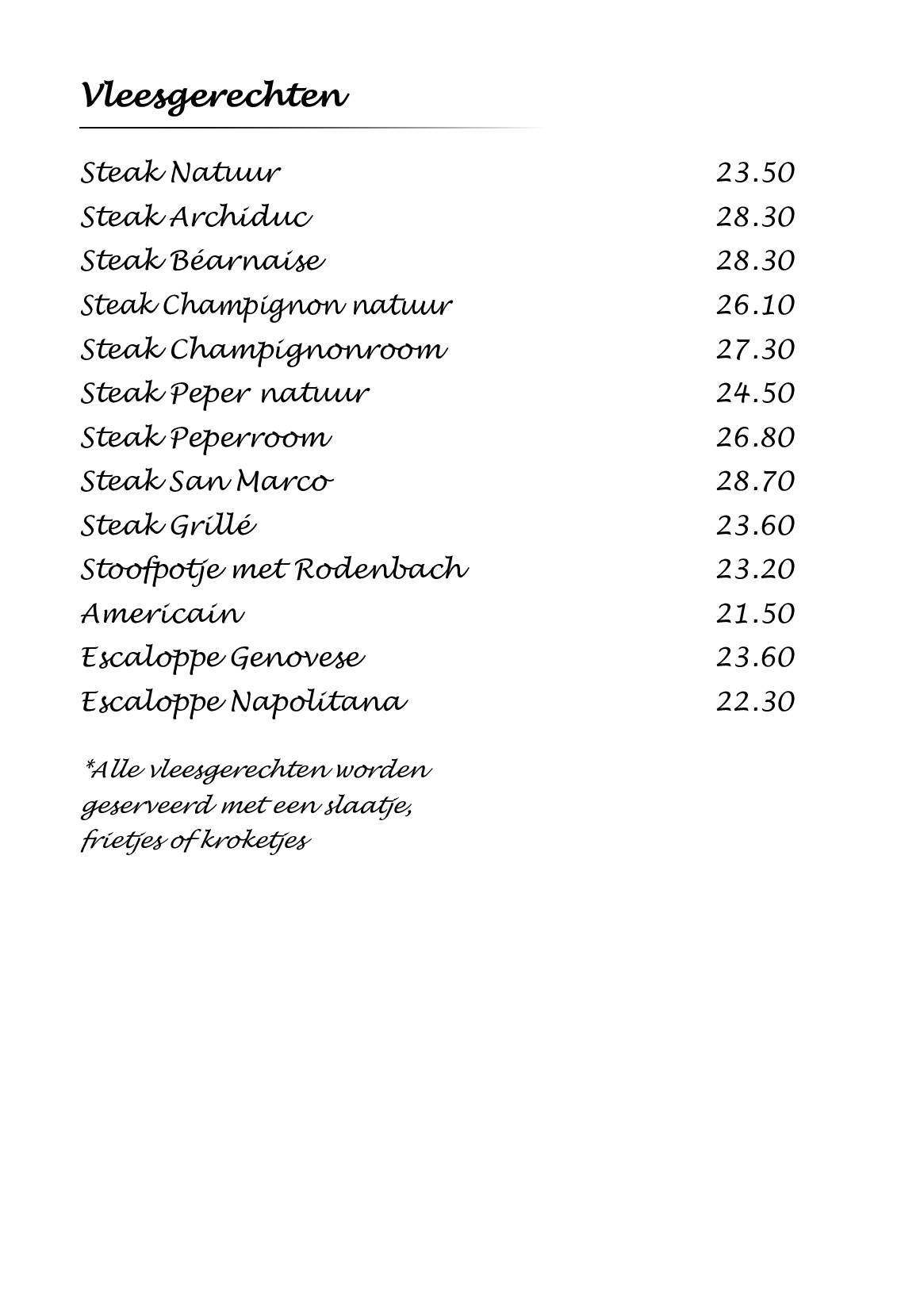Menu de San Marco Roeselare