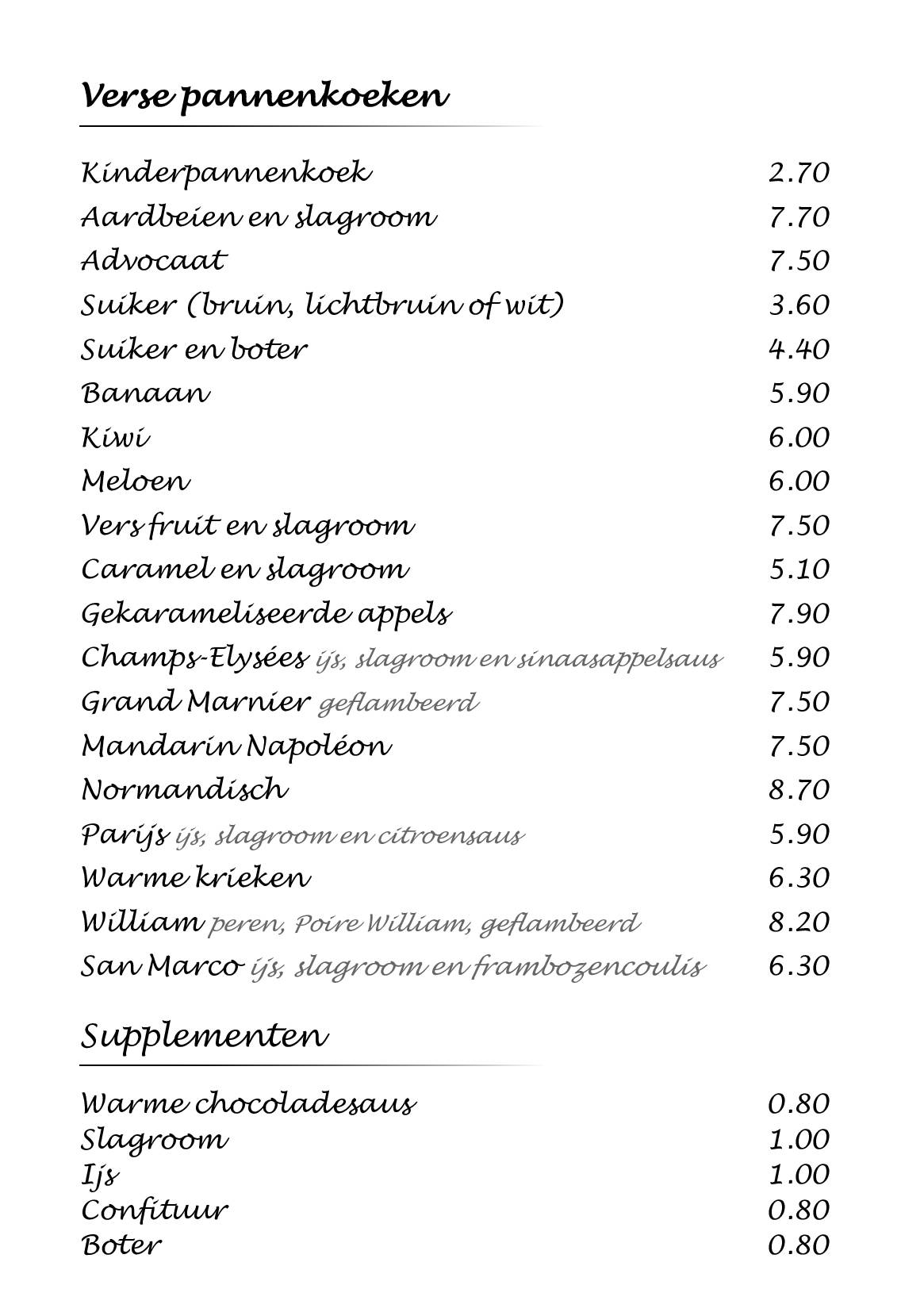 Menu de San Marco Roeselare