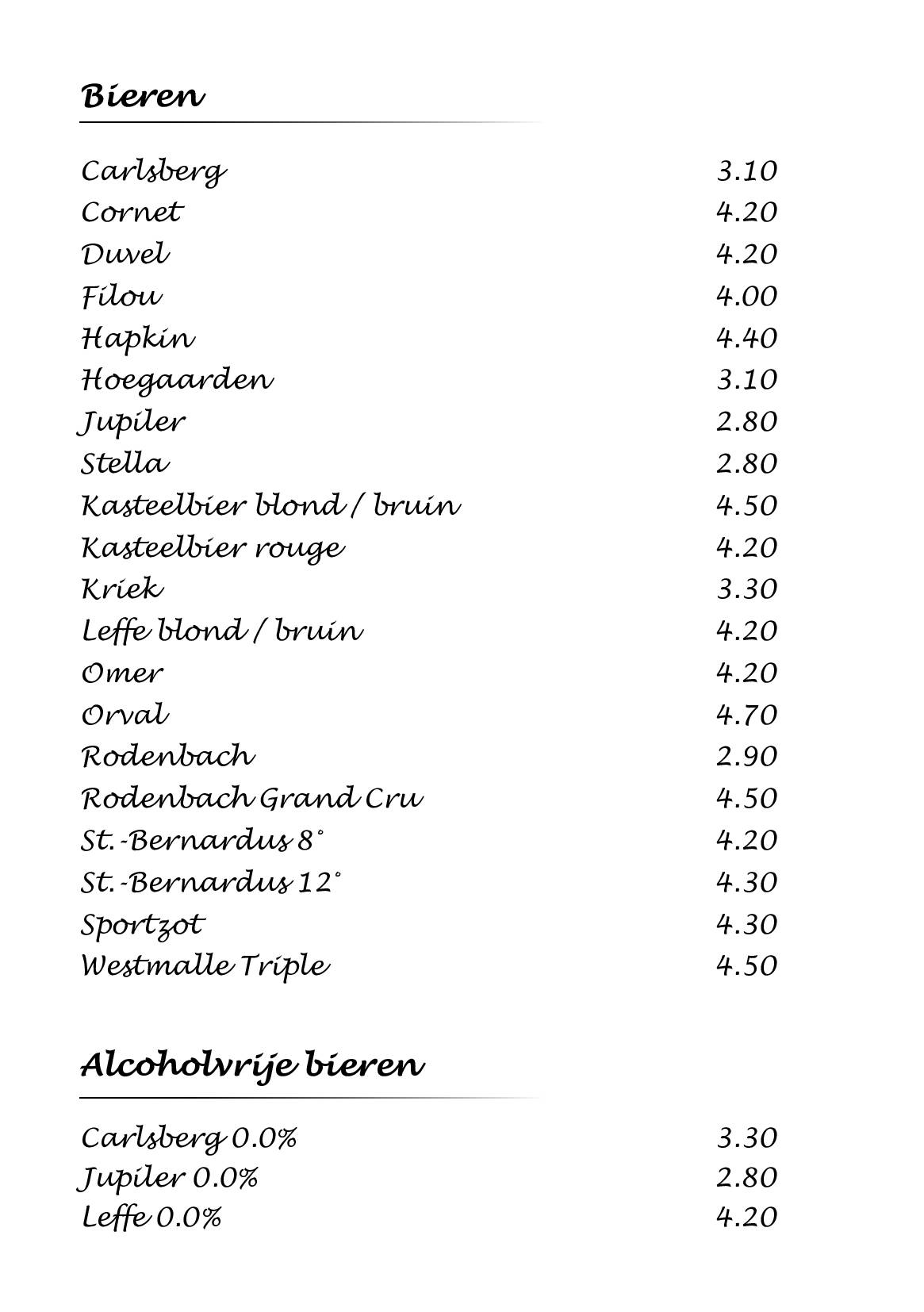 Menu de San Marco Roeselare