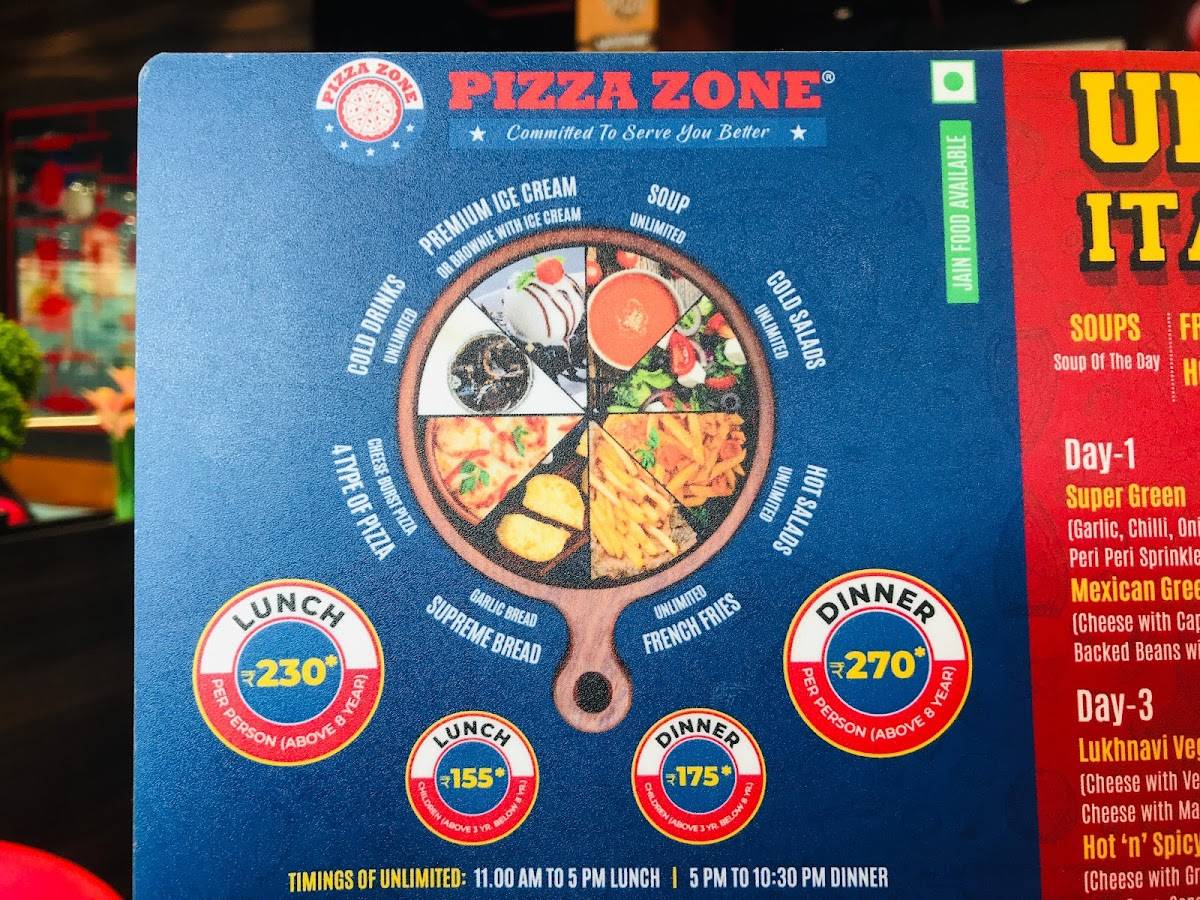 PIZZA ZONE menu