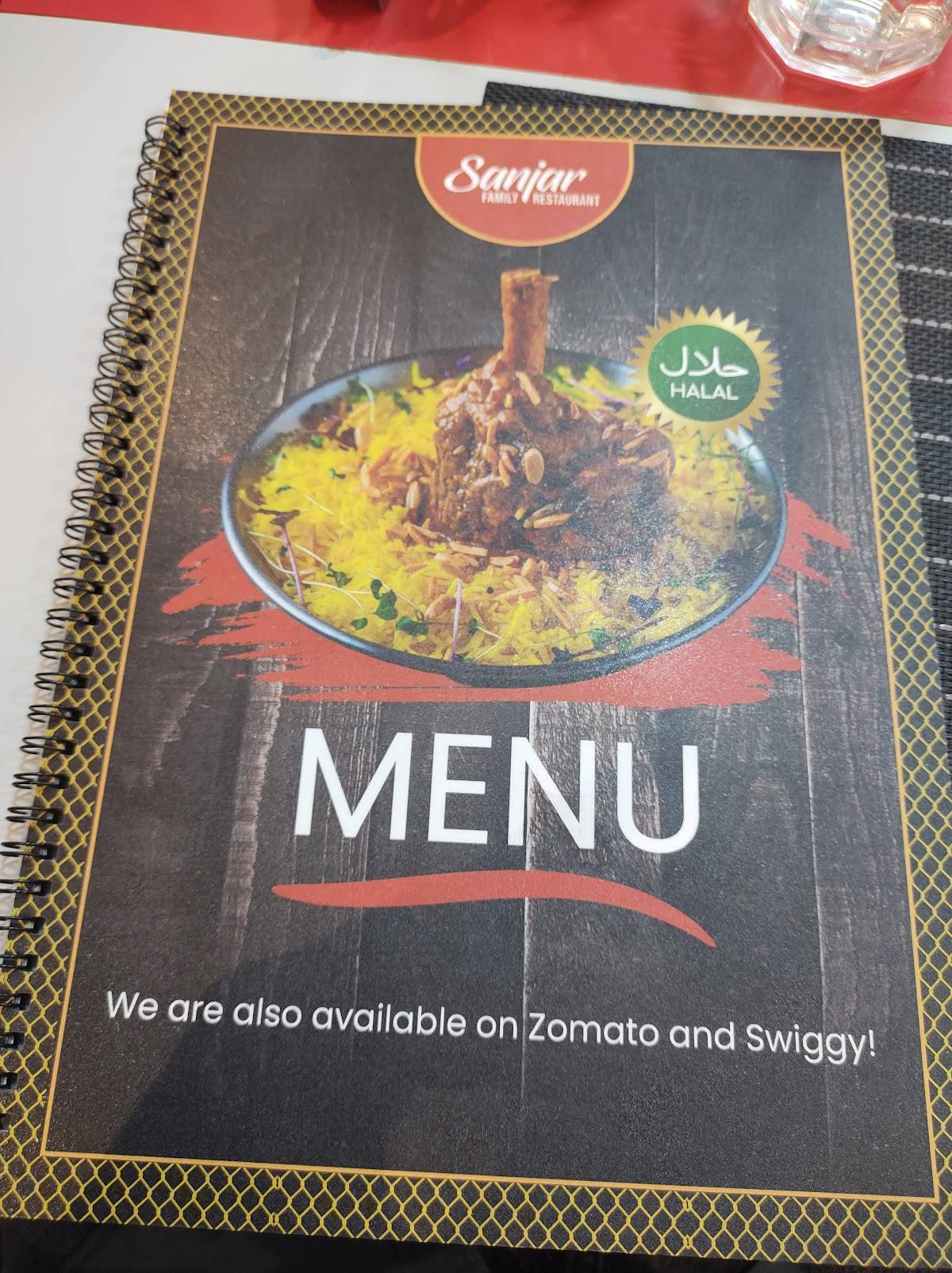 Sanjar Family Restaurant Arabic Indian Tandoor Chinese menu