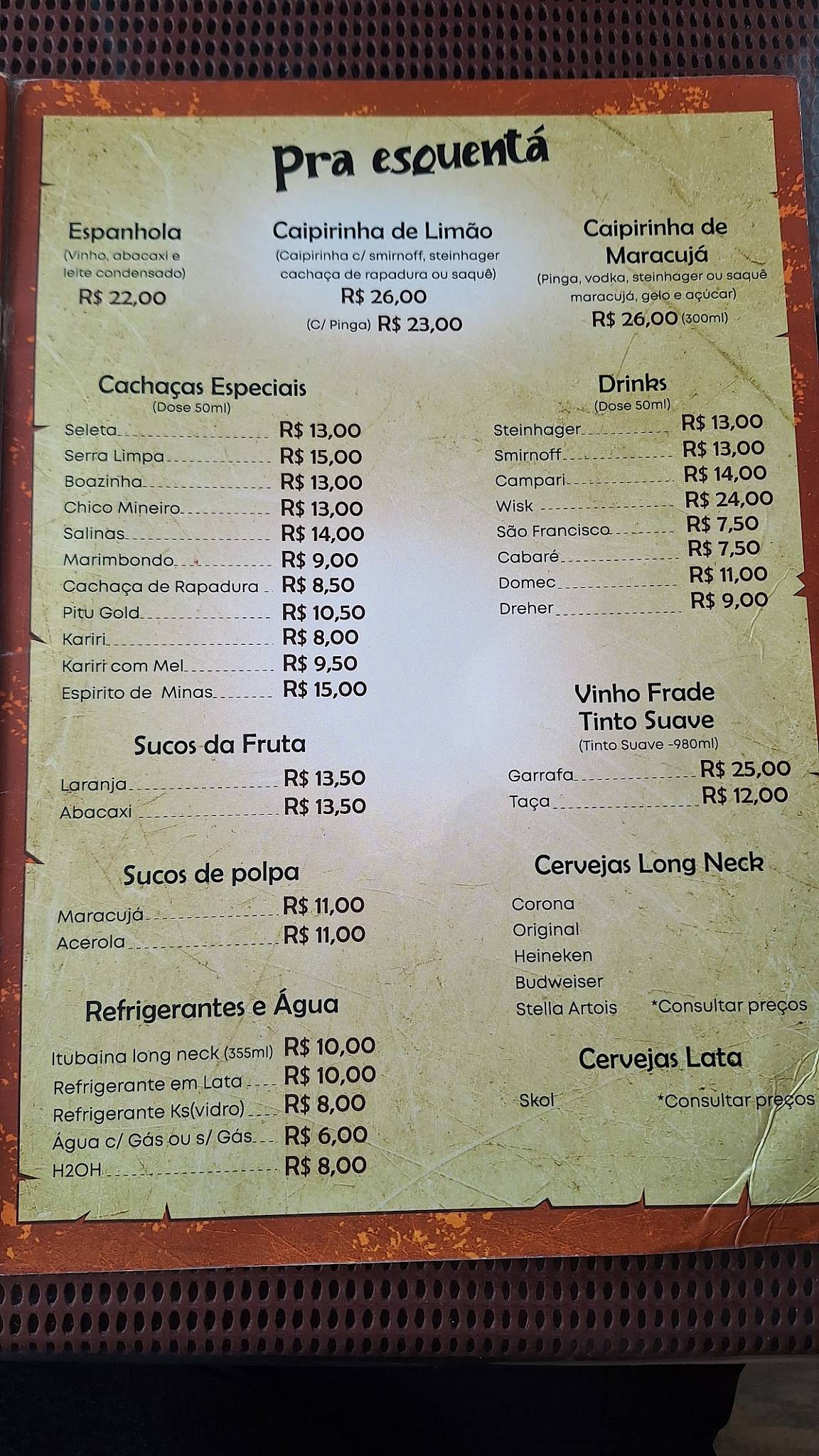 Adega do Jabá cardápio