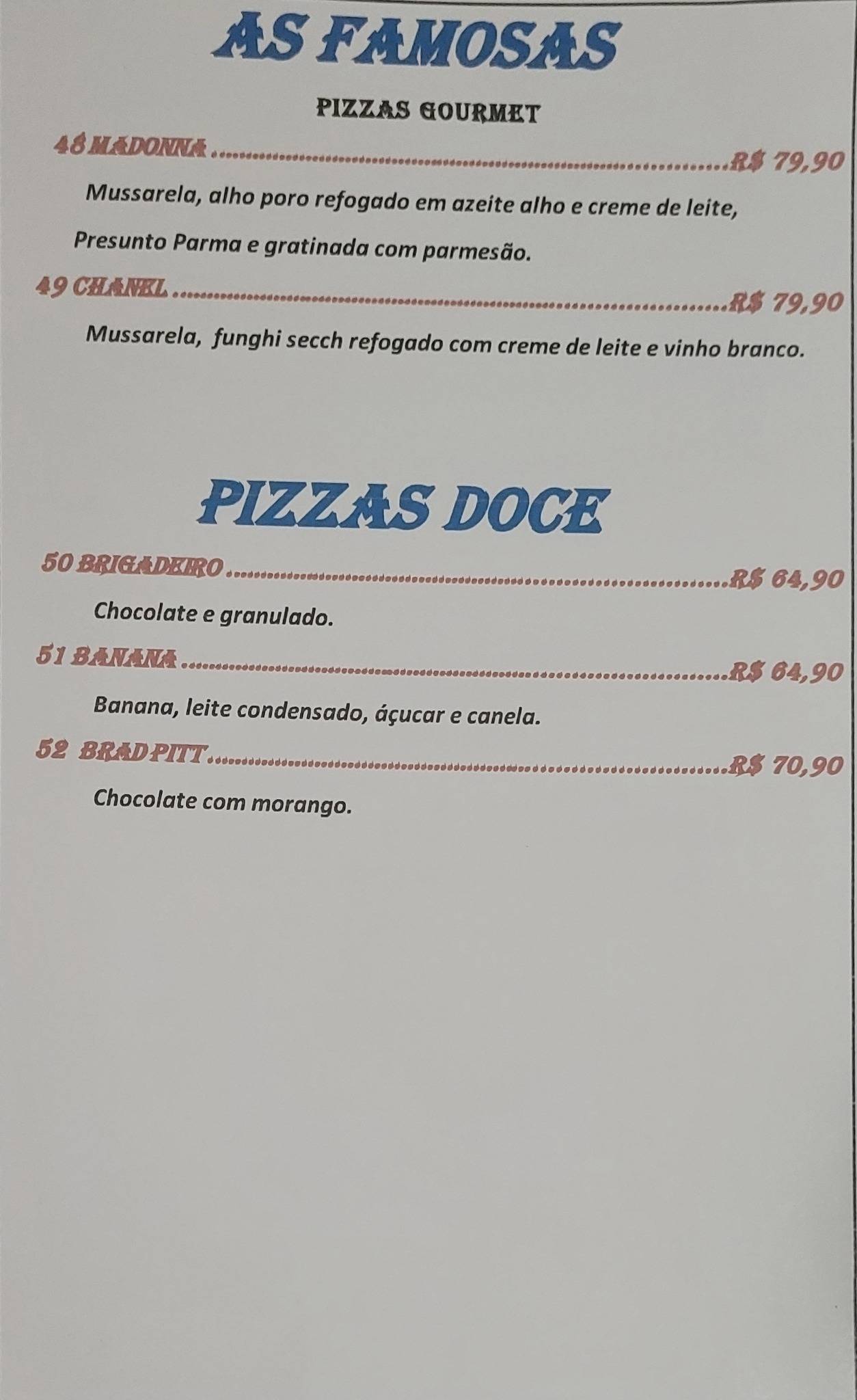 Pizzas Vicenzo cardápio