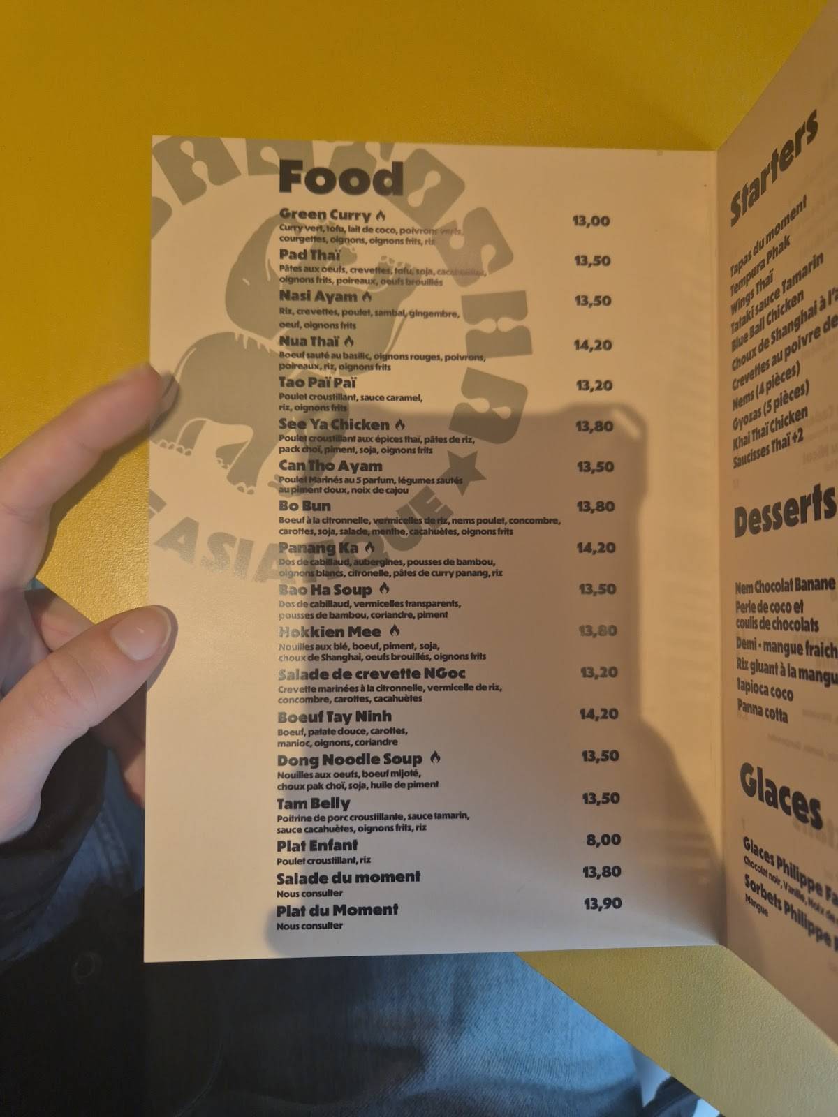 Menu de Santosha Mérignac - Cantine Asiatique