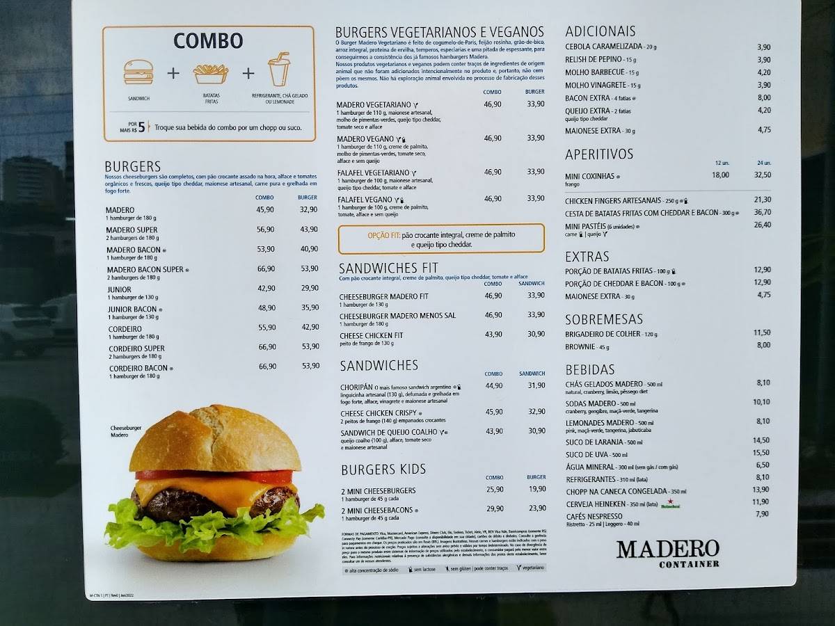 Madero Container cardápio