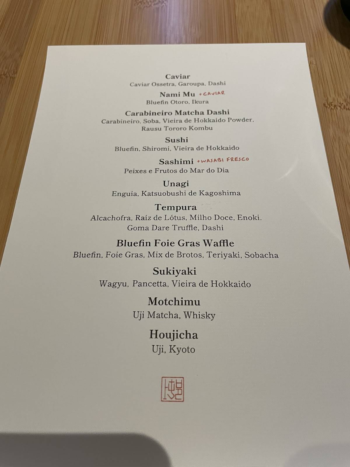 Restaurante Murakami cardápio