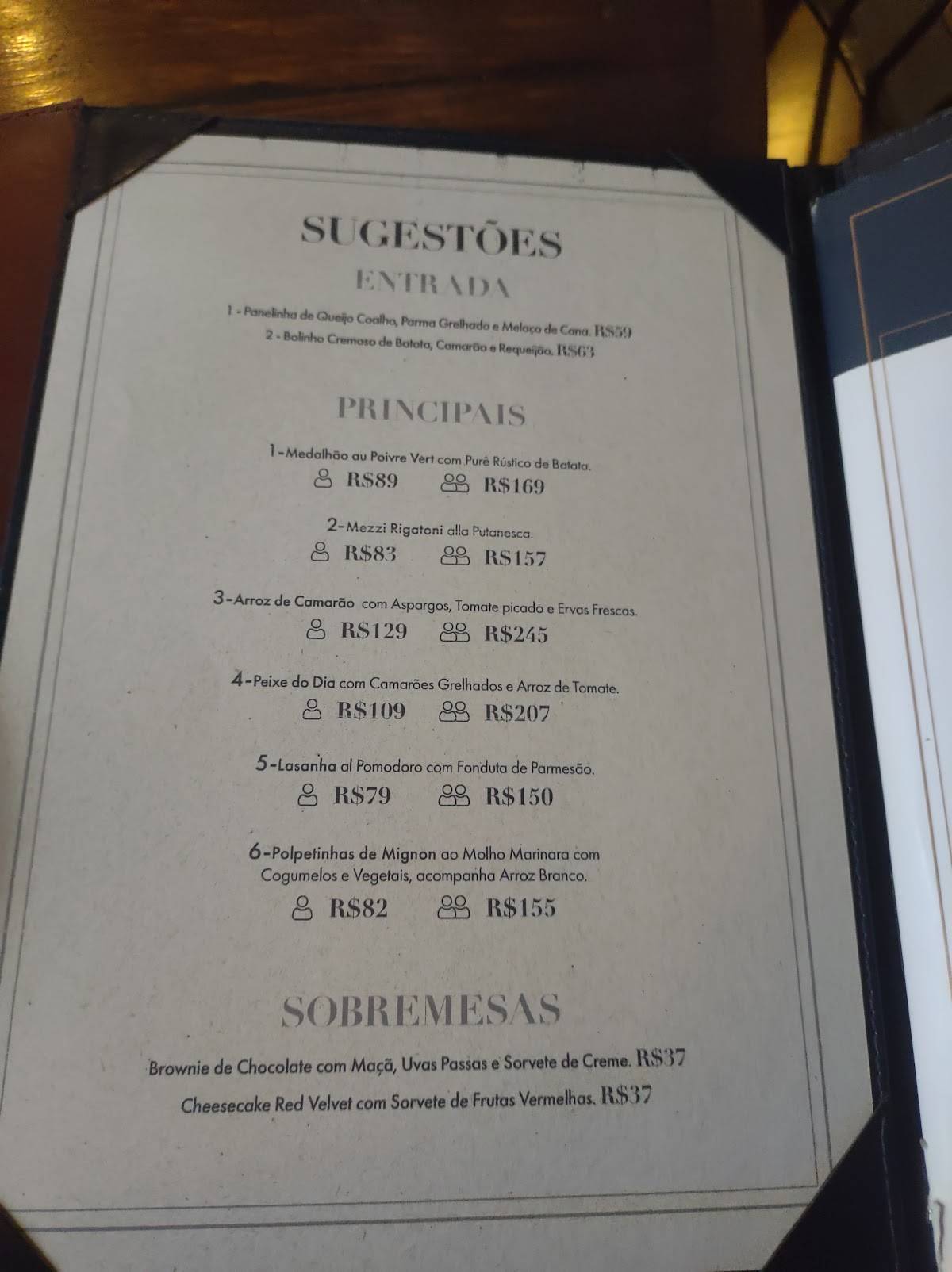 Sargento Garcia cardápio