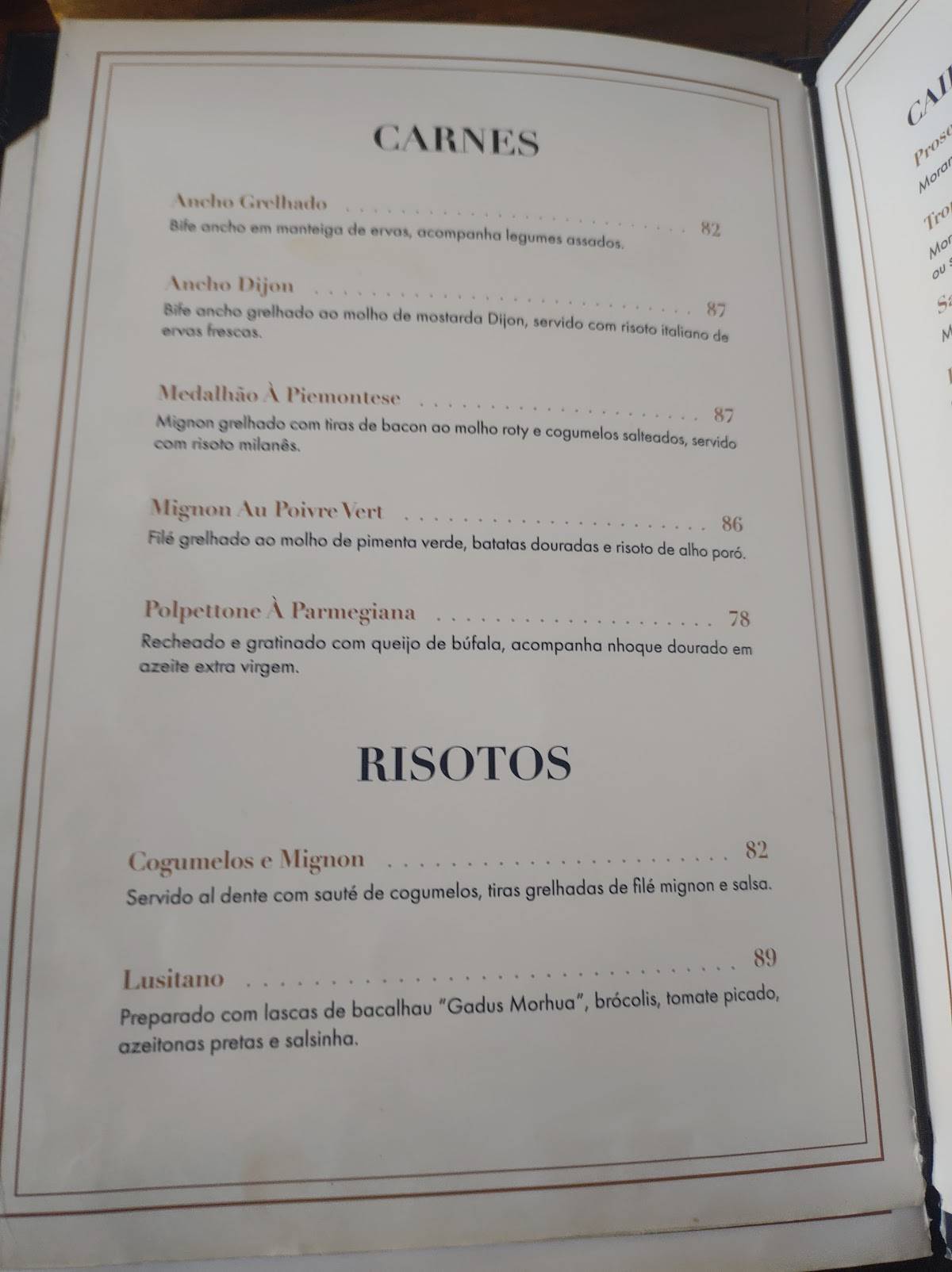 Sargento Garcia cardápio