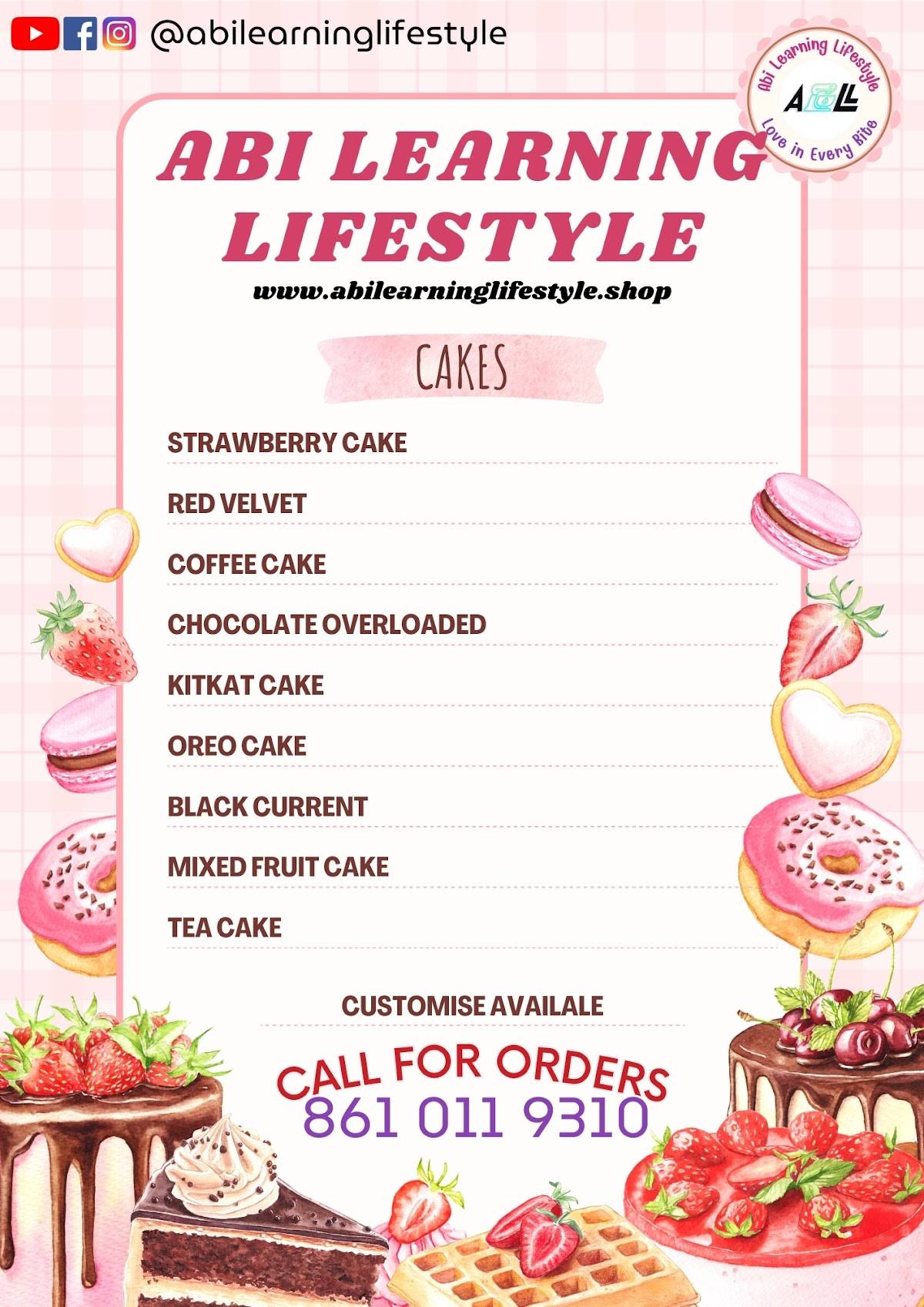 Abi Learning Lifestyle (Home Baker) menu