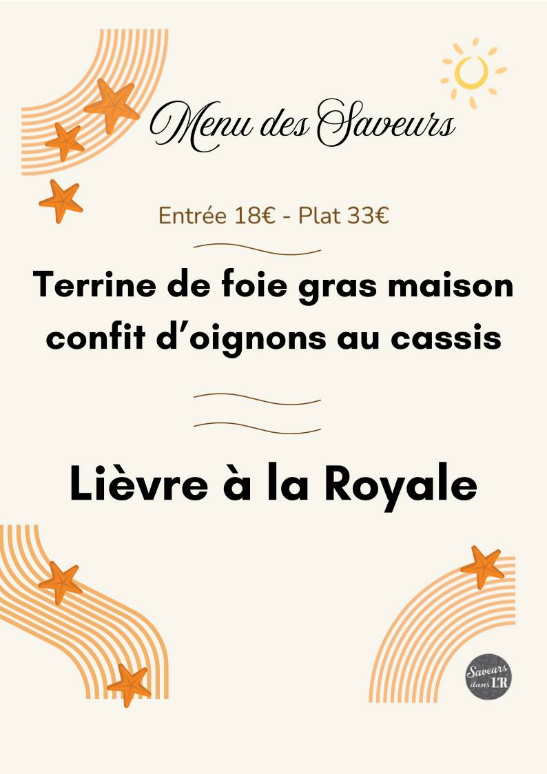 Menu de Saveurs Dans L'R