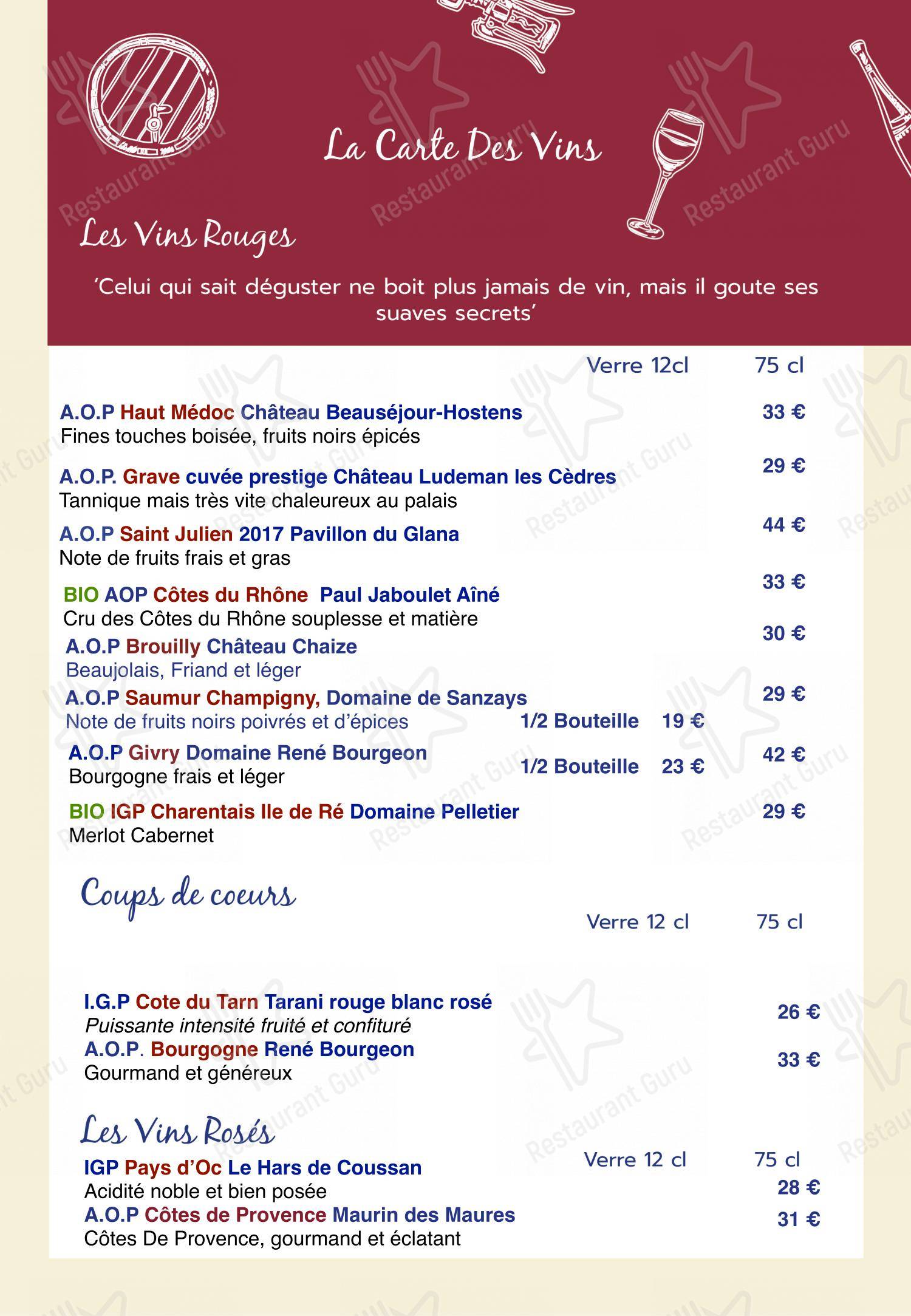 Saveurs Dans L'R dans La Rochelle - 菜单