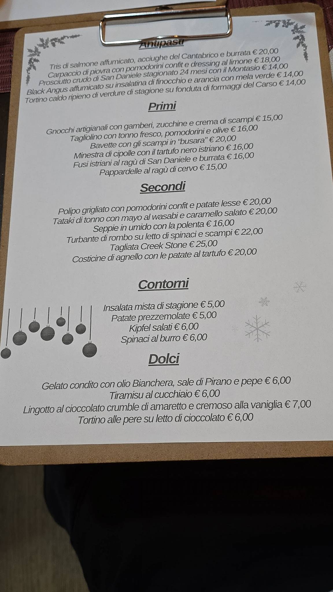 Menu di Sbecolez Trieste 
