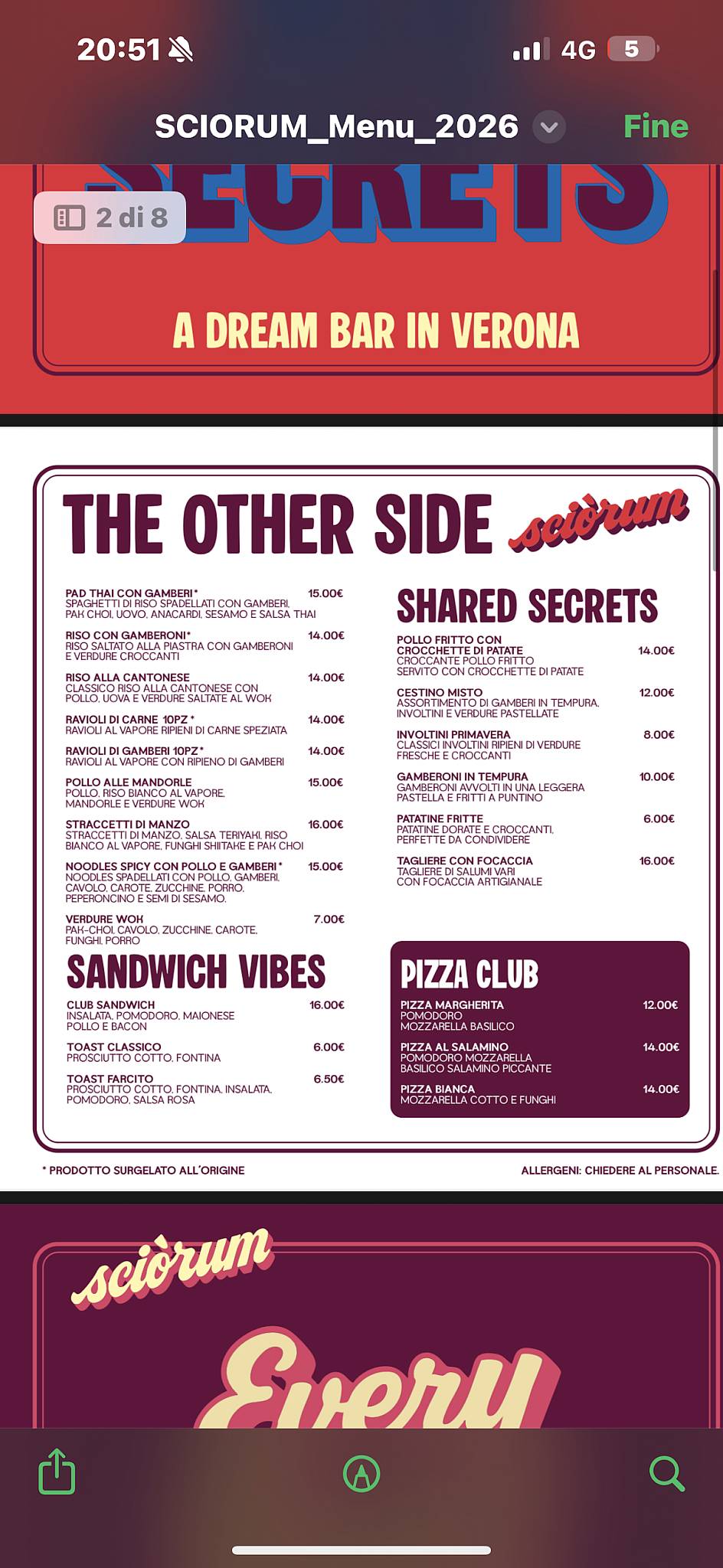 Menu di Sciò Rum 