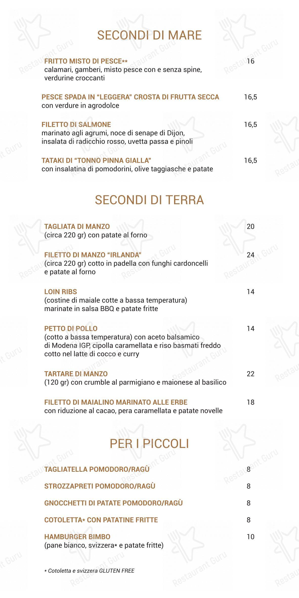 Menu di Scottadito - Menu bar