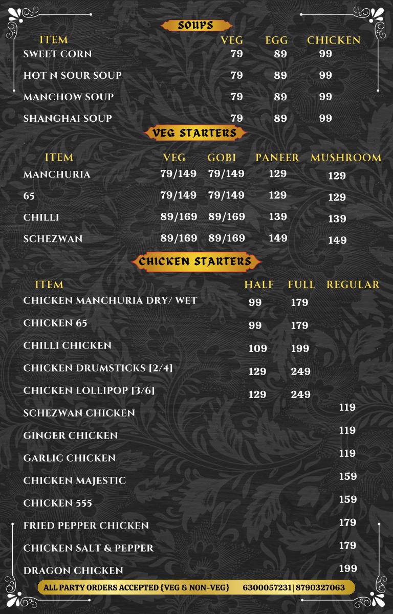 Nanvi's Grand menu