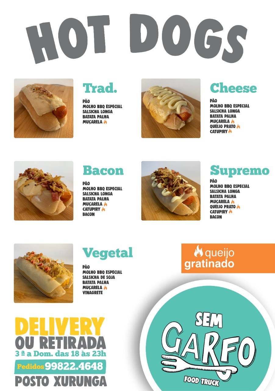 Sem Garfo Food Truck - Hot Dogs que Fazem Você Sorrir cardápio
