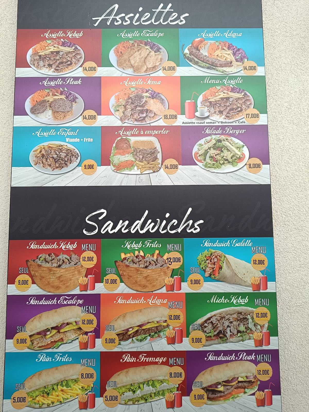 Menu de Sema Kebab