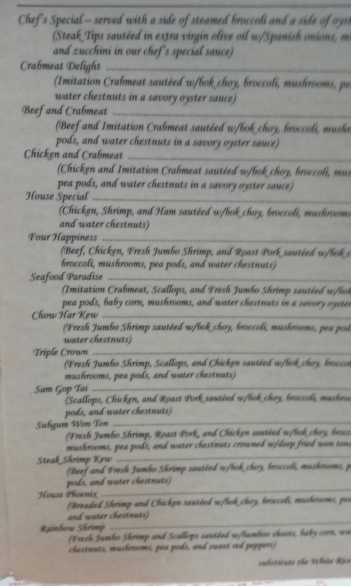 Menu at Seoul Garden restaurant, Oak Harbor