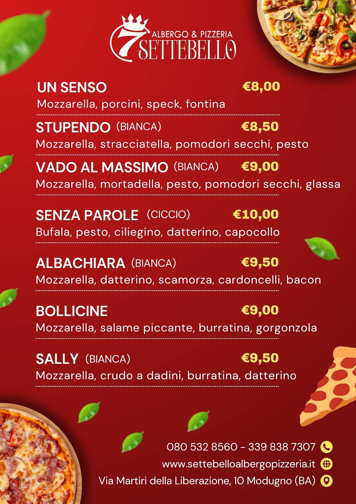 Menu di Settebello Albergo - Pizzeria 