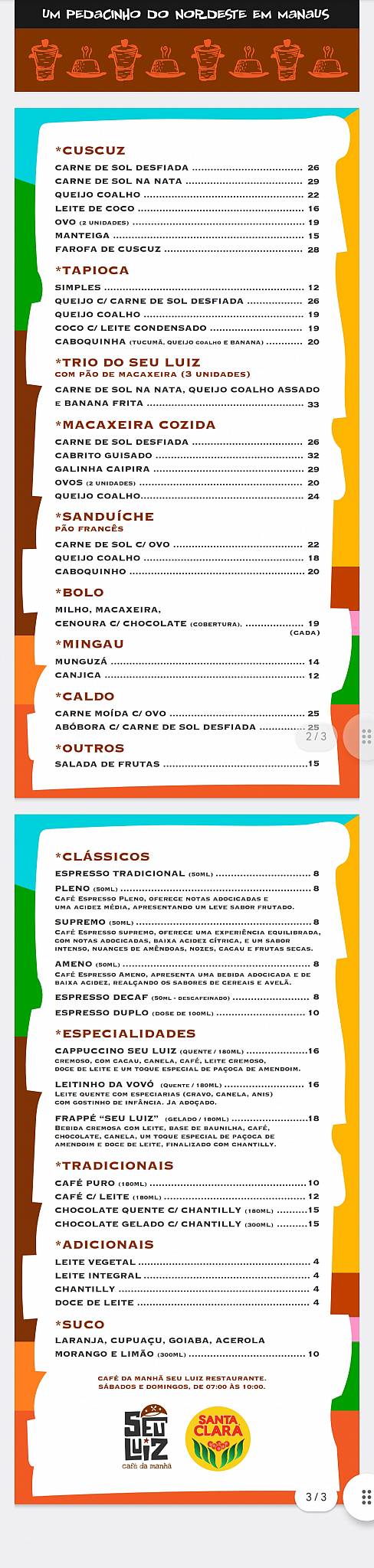 Seu Luiz Restaurante e Bar cardápio