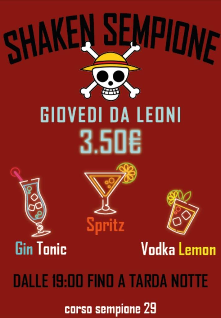 Menu di Shaken Sempione 