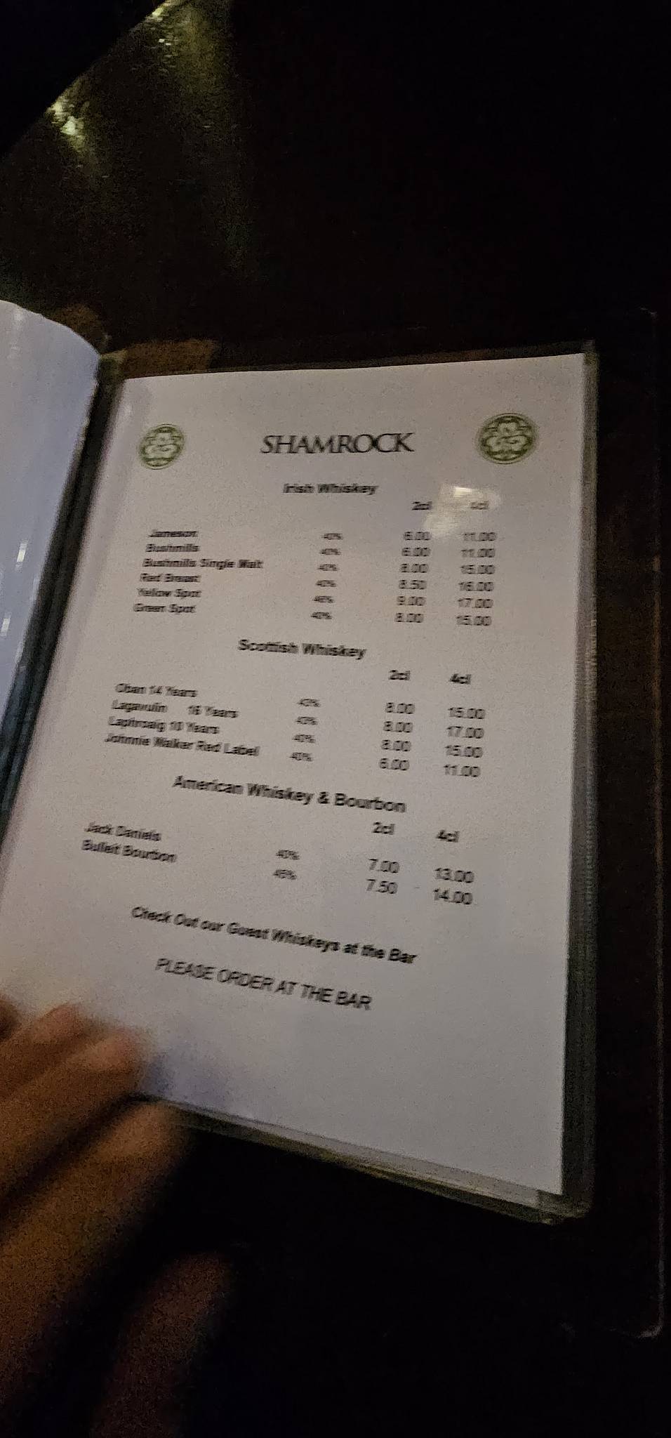 Menu di Shamrock Irish Pub 