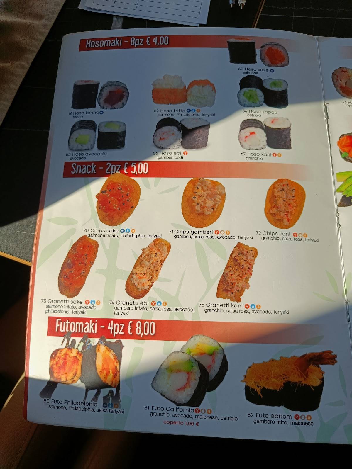 Menu di Shanghai Sushi Feltre 