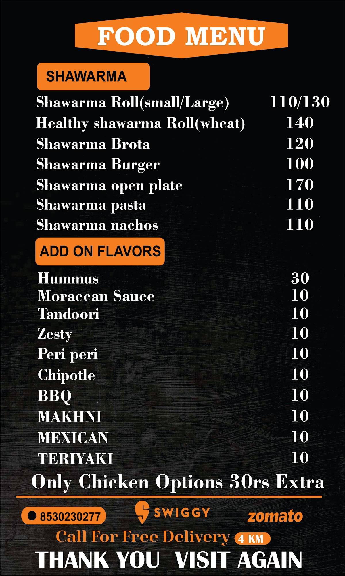 Shawarma Genie menu