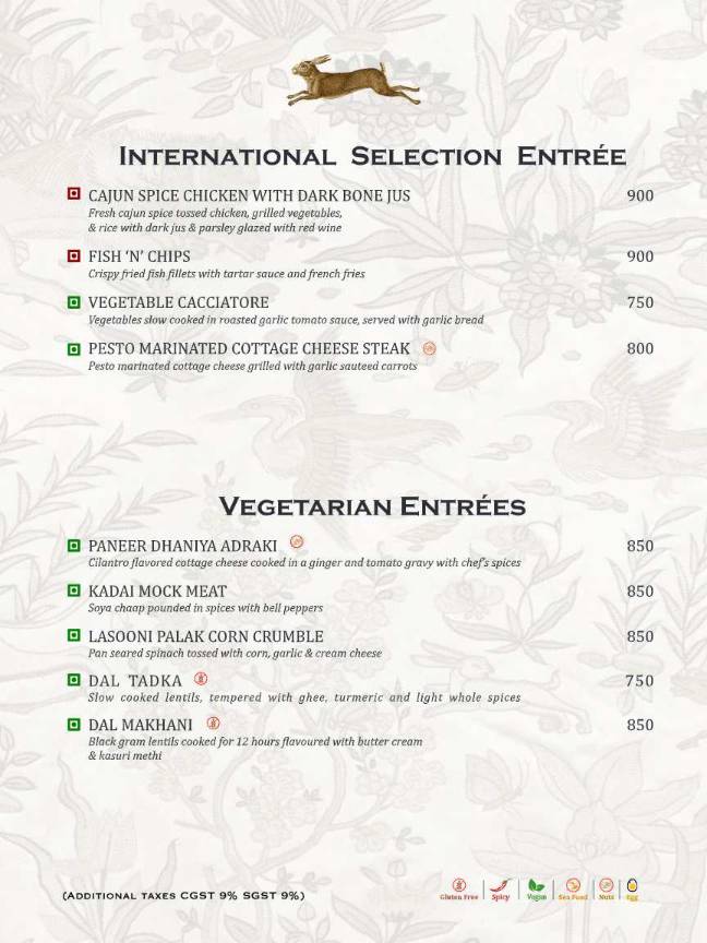 Shikaar Bagh - Restaurant and Bar menu