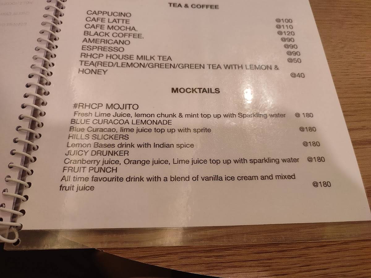 RHCP (Red Hill Cafe Point) menu