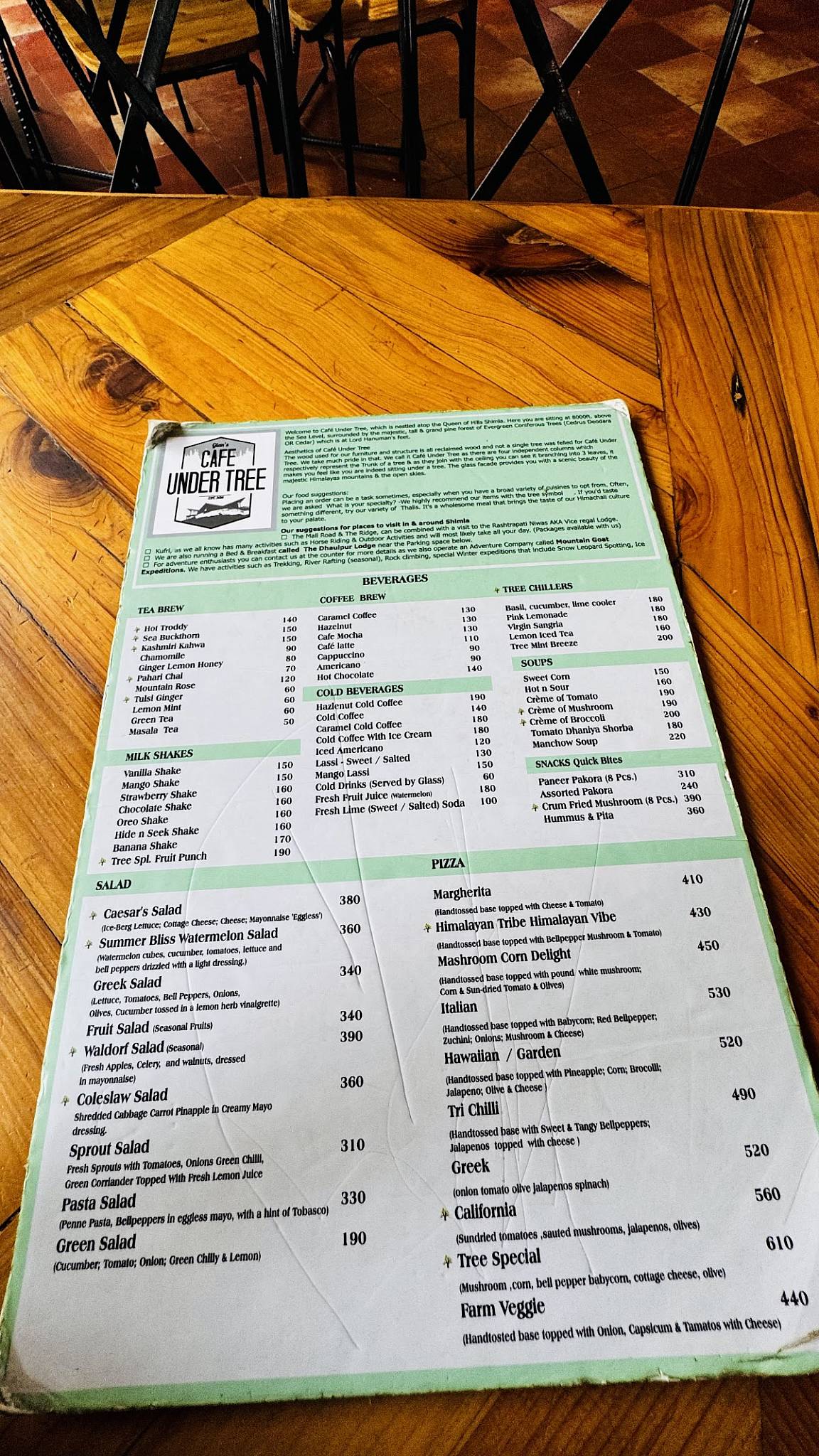 Cafe Under Tree menu